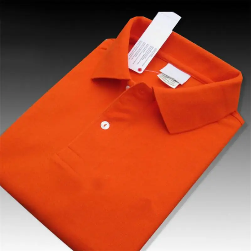 Высокое качество, крокодиловые летние новые мужские рубашки поло с коротким рукавом, хлопок, повседневные однотонные мужские футболки, модные мужские футболки - Цвет: Dark orange