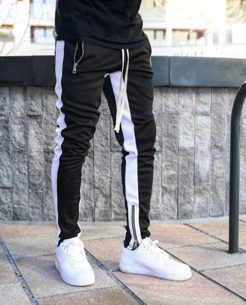 

2021Men Jogger Pants Fitness Bodybuilding Gyms Long Pants Spring Autumn Side Stripe Casual Fashion Men Sweatpants Trousers