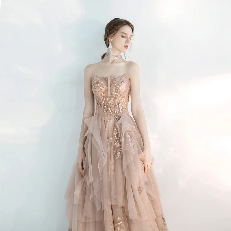 Милое платье для выпускного вечера, длинное,, Vestidos De Gala, Тюлевое платье с аппликацией из бисера, Vestidos De Fiesta Largos Elegantes De Gala