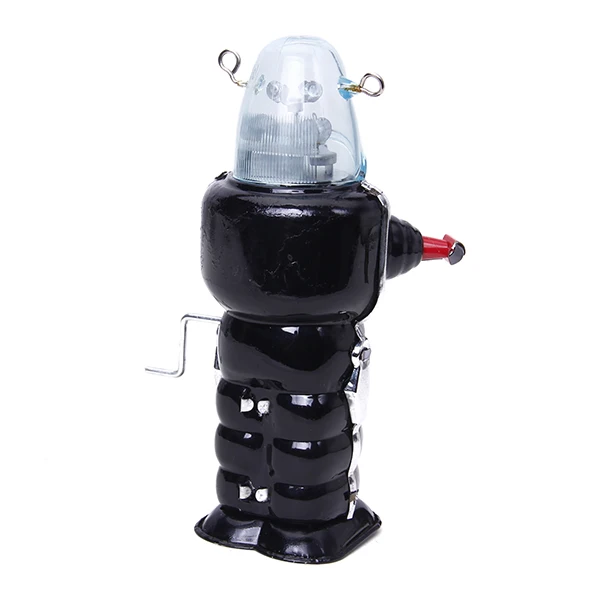 Vintage Wind Up Black Planet Space Robot Clockwork Mechanical Tin Toys 16.5cm