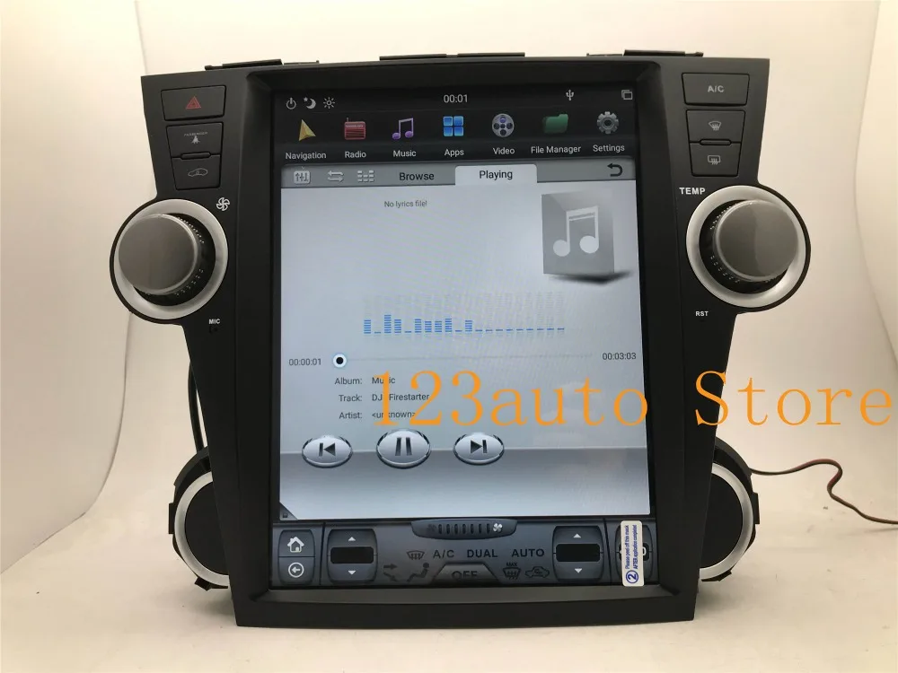12,1 дюймов вертикальный экран Tesla стиль Android 8,1 Авто DVD gps навигатор плеер для Toyota Highlander Kluger 2008-2013 стерео