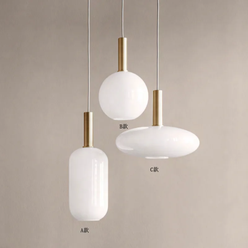 

Northern European-Style Creative Restaurant Milky White Glass Chandelier Cool Simple Coffee Shop Restaurant Bedroom Library Bar