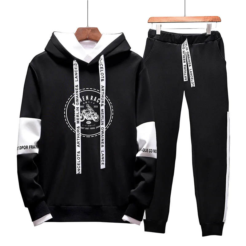 

MEN'S Hoodie Autumn & Winter High School Junior High School Students Casual Handsome Clothes Long T-shirt Sports Set Trend Hoode