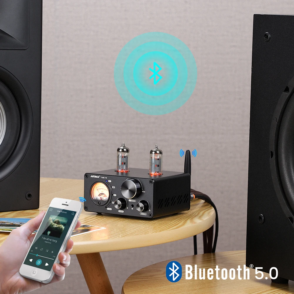 Tubo de Vácuo Áudio em Casa Digital com Medidor Aiyima Áudio Bluetooth Amplificador Usb Dac Receptor Estéreo Coaxial - Optar Alta Fidelidade vu 100w t9 5.0 - Image 5