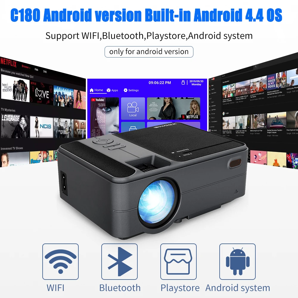 Mini Portable Wifi Projector Bluetooth Wireless HD USB Support 1080P Airplay Miracast for iOS Android Phone Tablet TV DVD Laptop