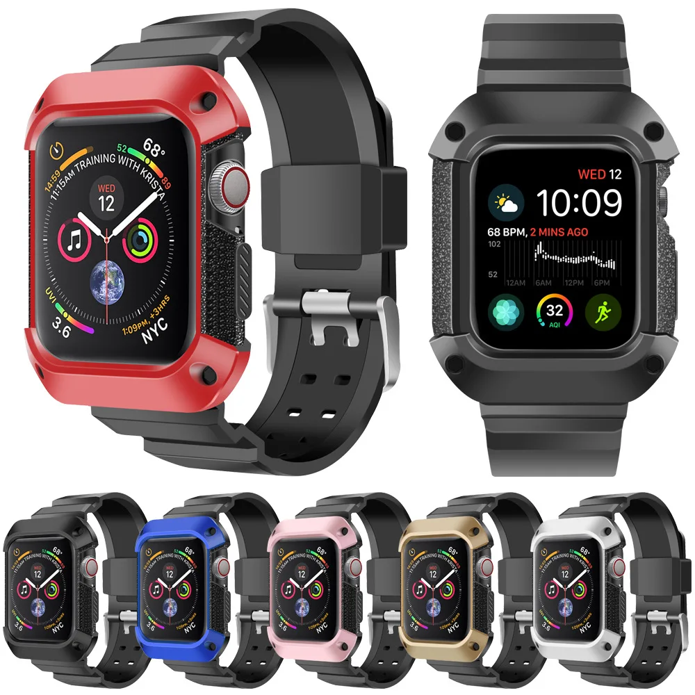 

two color TPU band for apple watch 4 44mm iwatch strap 40mm protective bracelets for iphone watch watch accessrioes