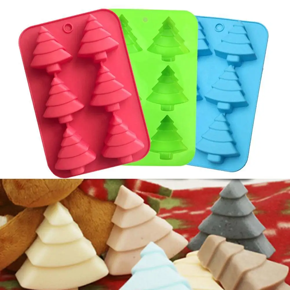 

Christmas Tree Silicone Cake Chocolate Baking Mould Jelly Wax Tray Tool Soap color DIY random Ice Mold M8F7