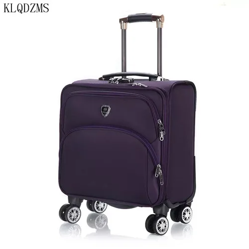 purple KLQDZMS модная многофункциональная мужская деловая чемодан на колёсиках 18 дюймов чемодан дорожная сумка с колесиками женский чемодан - Цвет: purple