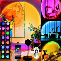 Lampe Led de Projection de coucher de soleil, rvb, projecteur de nuit, lumière à distance avec application, décoration de chambre, cadeaux de photographie 
