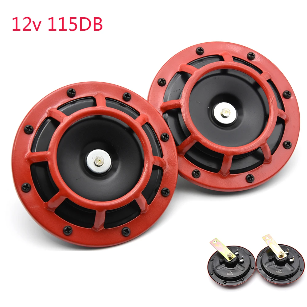 Car Air Horn Motorcycle Horn Siren 1 Pair Snail Chrome High Tone Low Tone Loud Sound Signal Speakers 12V
