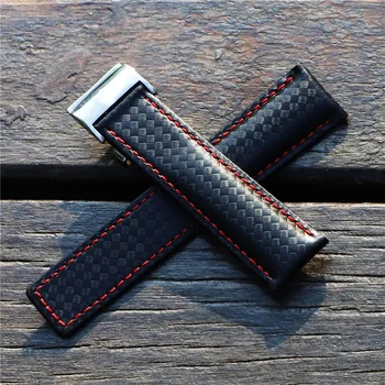 

22mm Leather Watch strap for Breitling Avenger Series Watch Band Carbon fiber Pattern Breitling SUPEROCEAN HERITAGE Watchbands