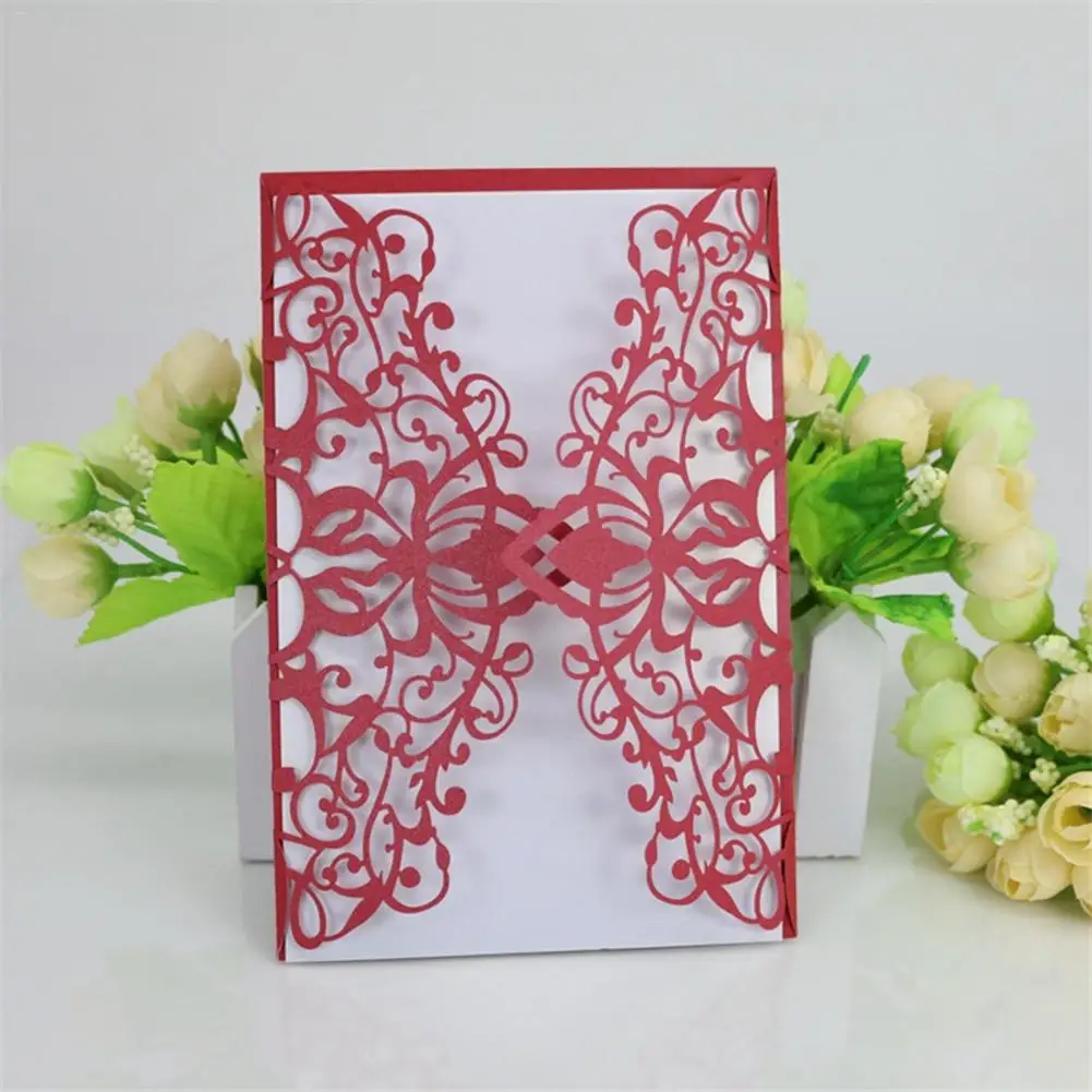  10PCS New Style Wedding Invitations Laser Hollowing Out Pearl Paper Birthday Card Business Party Su - 4.00019E+12