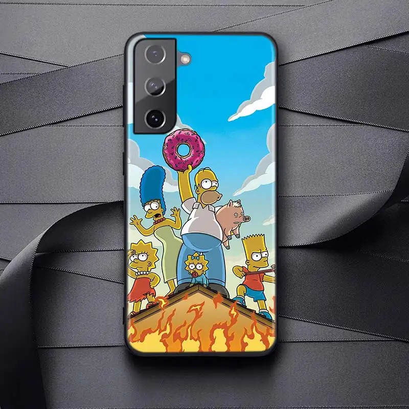 The Simpsons Soft Black Cover For Samsung Galaxy S22 S21 S20 FE Ultra S10 S10e Lite S9 Plus Pro Phone Case kawaii phone cases samsung