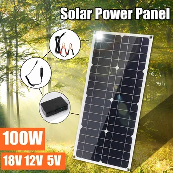 

100W 18V Solar Panel Dual USB 12V/5V DC with 10/20/30A Solar Controller Flexible Solar Charger For Car RV Boat Battery Charger