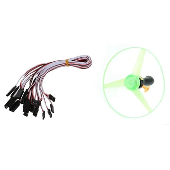 

10 Pcs 340Mm Servo Extension Cable Wiring Cable & 1 Pcs Flashing Flying Saucer Led Plastic Kids Ufo Spin Toy