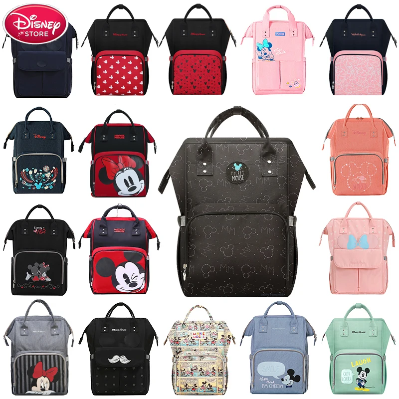 Sac à dos Disney pour maman | Sac à couches, sacs isolants de bouteilles USB Minnie Mickey Mouse, grande capacité voyage Oxford, sac à main pour alimentation des bébés