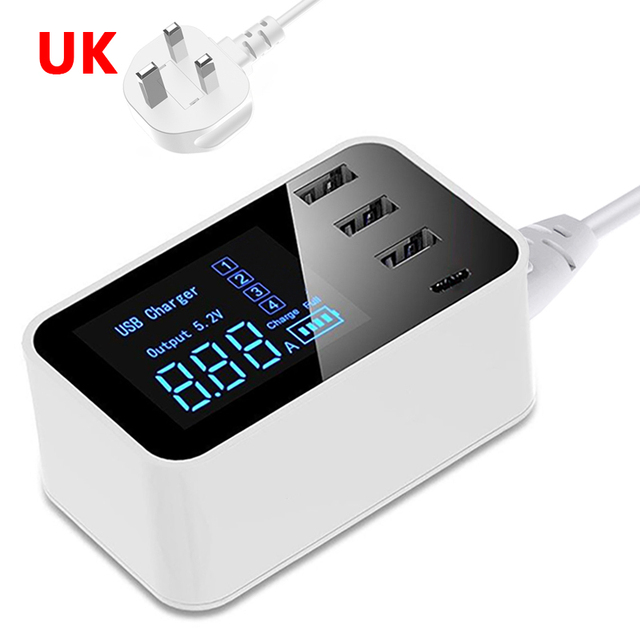 Charge Type C USB Charger HUB Led Display Wall Charger Fast Mobile Phone Charger USB Adapter EU US UK Plug For iPhone X XS