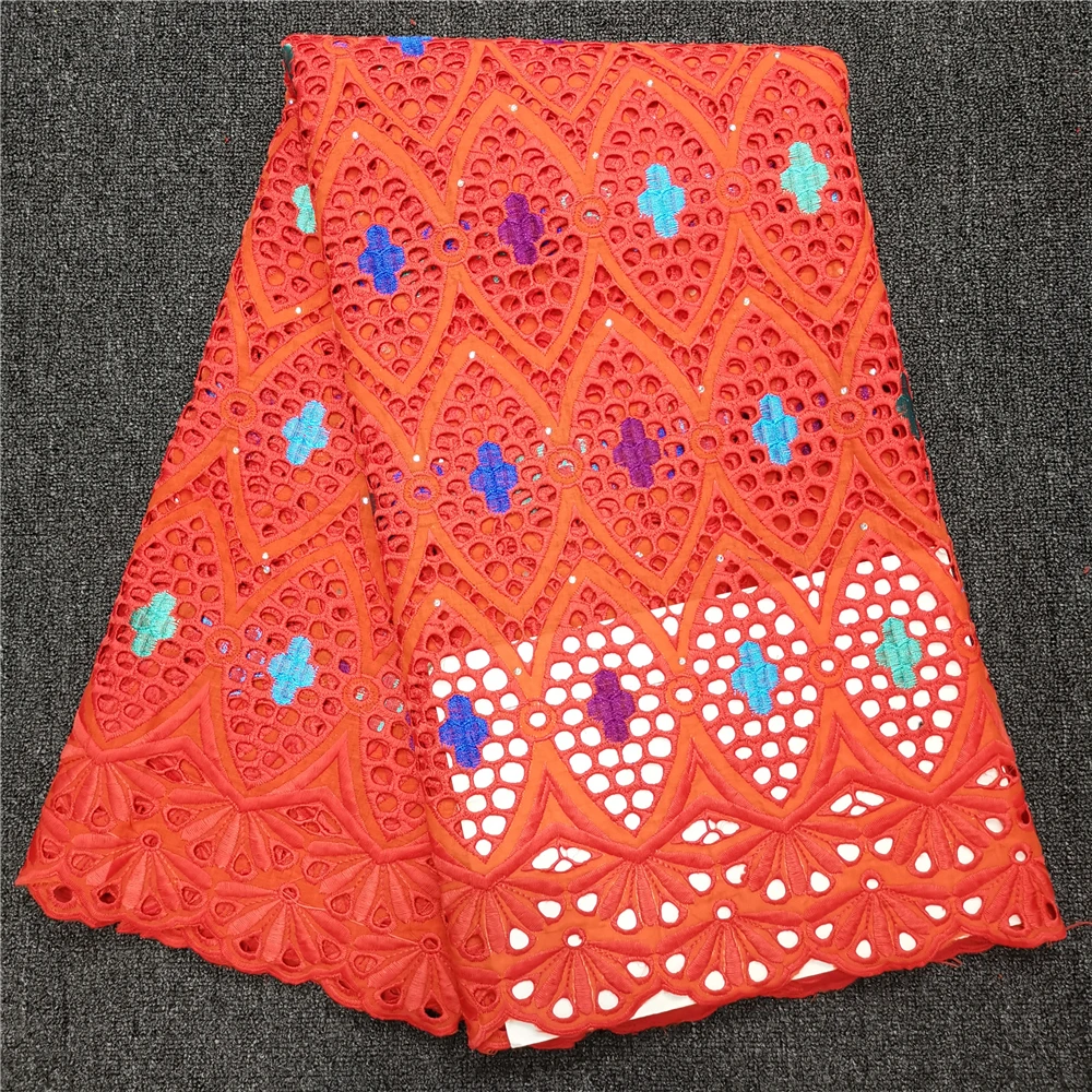 

African Lace Fabric 2019 High Quality Lace with Embroidered Nigerian Lace Fabric for Women Orange French Mesh Lace Fabric
