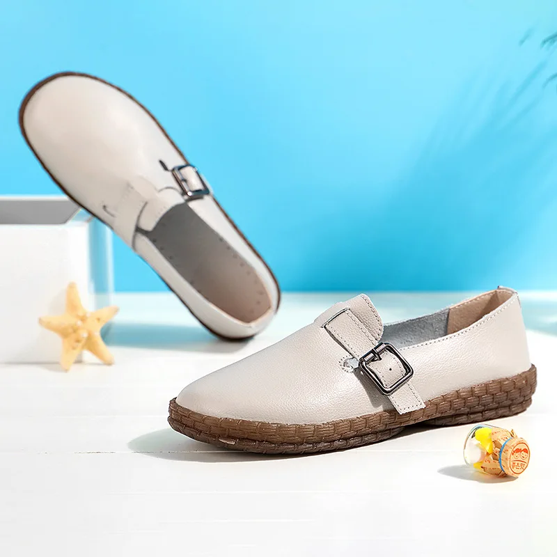

2019 Autumn Solid Color Flat Low-Cut Women's Moccosins Versitile Fashion Lightweight Mom Shoes