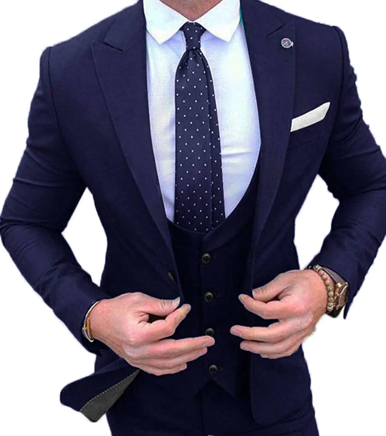 Navy Blue Пиджак+ брюки+ жилет), бургундские мужские костюмы, смокинги для жениха, 3 предмета, свадебные костюмы, Женихи для мужчин, Лучший человек, деловой костюм для мужчин - Цвет: Navy Blue