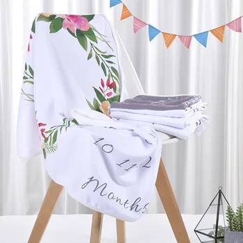 

Baby Blanket Newborn Swaddle Stroller Bedding Wrap Photo Background Monthly Growth Cartoon Number Photography Props