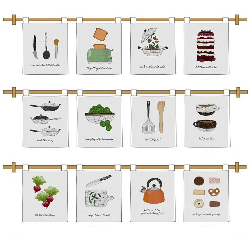 

New Style Restaurant Kitchen Transverse Curtain Warm Curtain Cloth Curtain Half Curtain Shop Signs Door Customizable Partition D