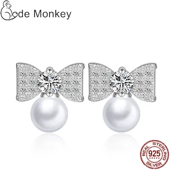 

Qikaola 2020 New Arrival Bow Earrings With Pearls For Women Making Fashion Jewelry 925 Sterling Silver Drop Earrings E234