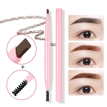 

YMSMT Double-Headed Pink Eyebrow Pencil 5 Color Waterproof Lasting Not Blooming Spiral Triangle Eyebrow Tattoo Brush