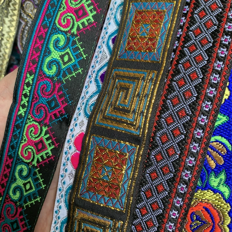 Lace Trim Ribbon 3 Yards 1.3 Inch 33MM Vintage Ethnic Embroidery Lace Ribbon Boho Lace Trim DIY Clothes Bag Accessories Embroidered Fabric ribbon decoration ribbon supplies lace trim ribbon