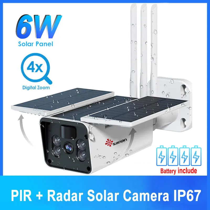 IP67 Waterproof 4G SIM Card Solar CCTV Camera 1080P Night Security Camera WiFi Wireless HD Outdoor Video Surveillance PIR Alarm