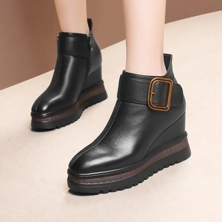 

Short boots, high heel, large leather, Chelsea boots, single boots, waterproof platform, ankle boots, upper layer cowhide 8cm