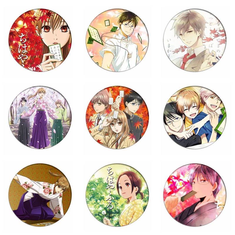 chihayafuru cosplay badges ayase chihaya brooch icon collection bags mashima taichi breastpin for backpacks clothing costumes badge aliexpress
