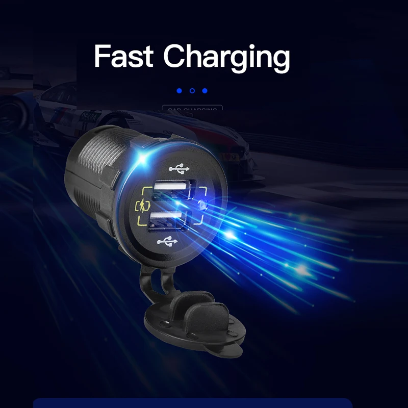 유형 C 자동차 전압계 자동차 소켓 3.0의 담배 라이터 용 12V Usb 빠른 충전기 QC 플러그 어댑터 변환기 PC 전원 버튼