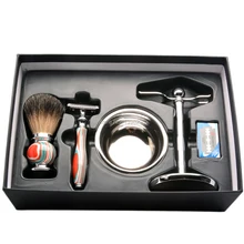 CSB Набор для бритья с двойными краями, безопасная бритва для бритья для мужчин, щетка для волос барсука, Хромированная Подставка, кружка, чаша, мыло, набор для бритья, подарок