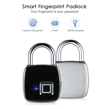 

Smart Fingerprint Lock Keyless USB Rechargeable Access IP65 Waterproof Anti-Theft Security Padlock Door Luggage Case Lock New