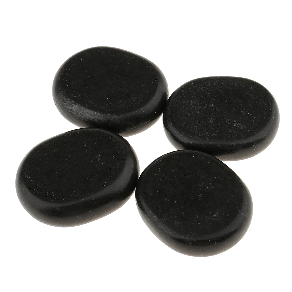 4pcs/ lot Large Spa Hot Rocks Relaxing Massage Stones for Pain Relieving Natural Basalt Kit -5x6 cm Black