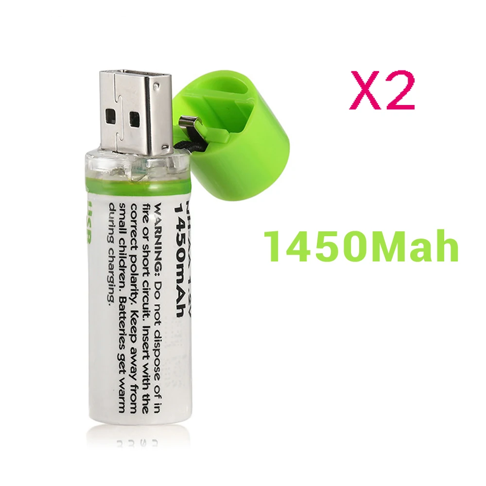 1 шт. AA батарея Nimh AA 1,2 V 1450MAH аккумуляторная батарея Ni-MH USB AA 1450MAH - Цвет: 2PCS