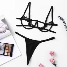 Полый сексуальный бюстгальтер ультратонкое Нижнее белье Комплект женский прозрачный Комплект бюстгальтеров кружевное нижнее белье с аппликацией комплект Бандажное белье бюстгальтер* 50