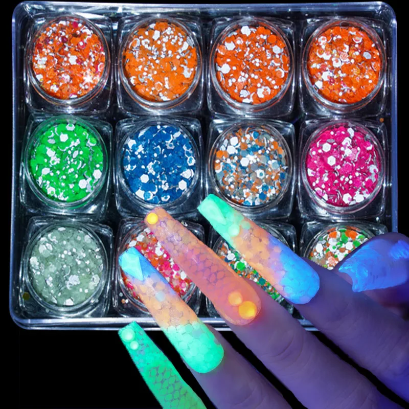 10g/bag Glow in The Dark Glitter Luminous Nail Art Glitter 3D Fluorescent  Flake Sequin For Nails Art Decorations Phosphor Powder - AliExpress