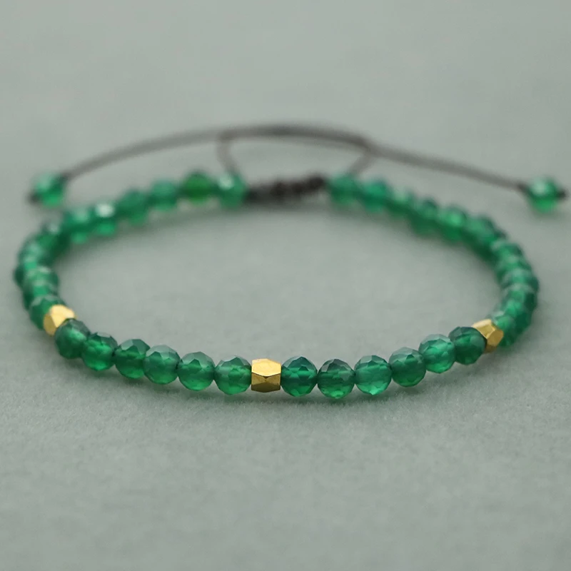 EDOTHALIA маленький 4 мм граненый Лапис, камень Тяньхэ, камень винограда, бусины из натурального камня, браслет на запястье для женщин, подарок для девушек - Окраска металла: Green Agate