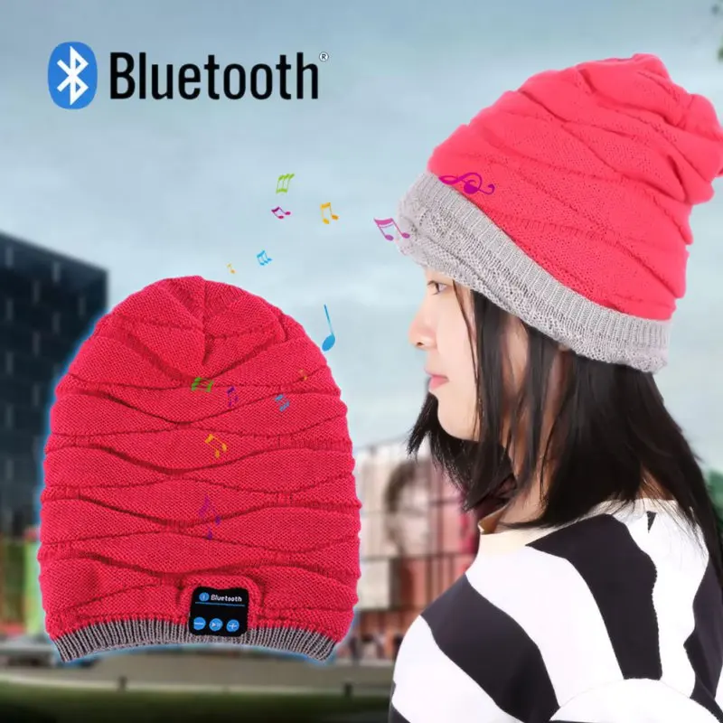 Женская теплая шапка Bluetooth, Шапка-бини, беспроводная умная шапка, наушники с микрофоном, новинка Vcqy