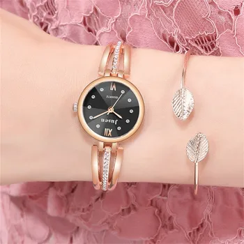 

Fashion Simple Inlaid Alloy Strap Watch Bracelet Alloy Case Ladies Quartz Watches montre femme 2019