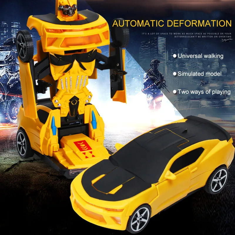 

Plastic Universal Electric Deformation Toy Car Light Music Variant Diamond Robot Automatic Induction Gift For Children