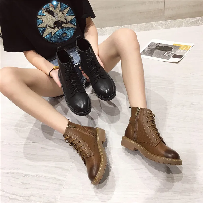 

Bootee Woman 2019 Low Heels booties Zipper Women's Ankle Boots Shoes Round Toe Luxury Designer Booties Ladies Short Fashion