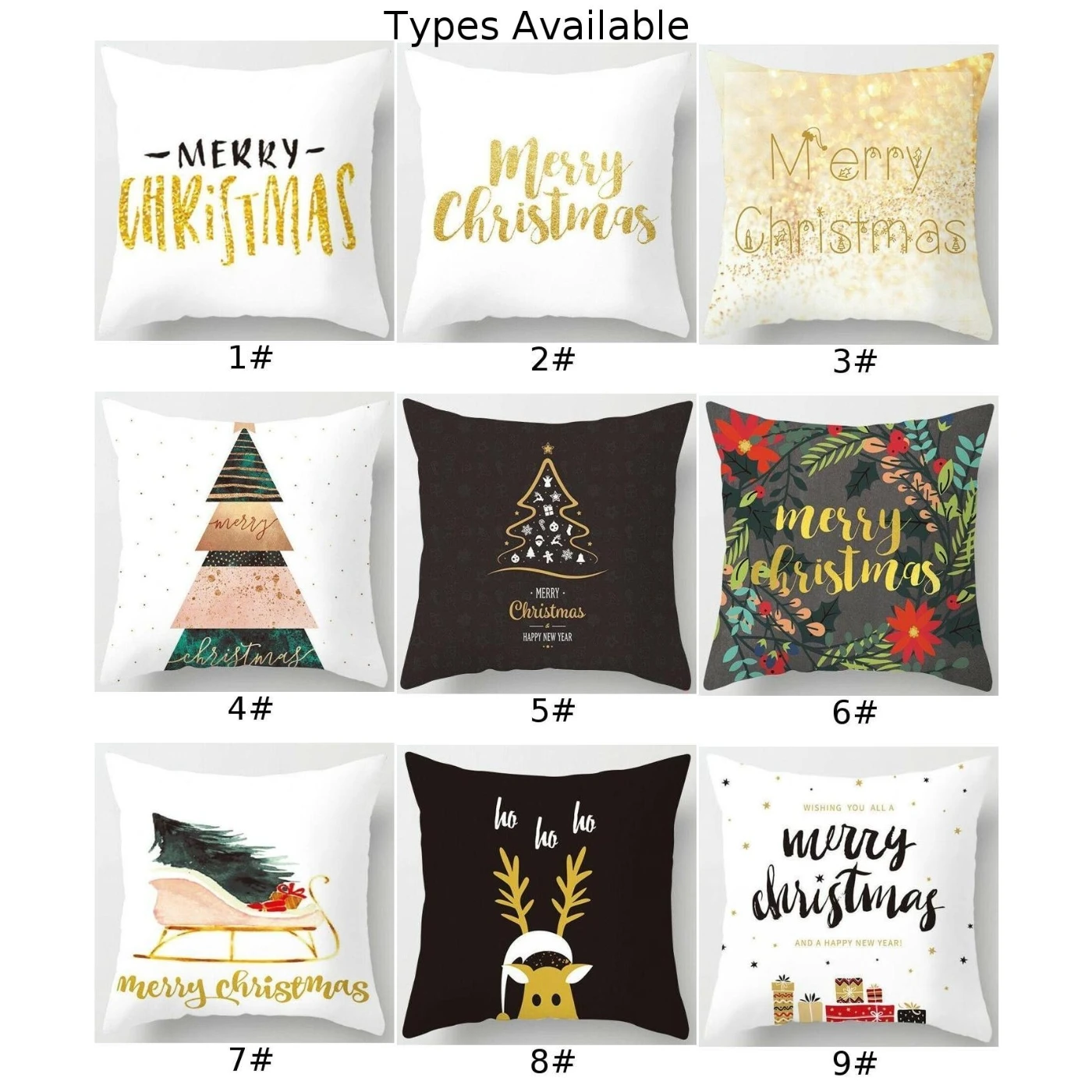 18Christmas Pillow Case Santa Fiber Peach Sofa Throw Cushion Cover Home Decors