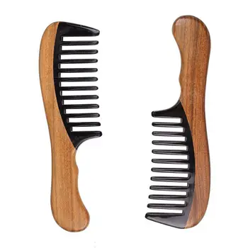 

Green Sandalwood Hair Comb No Static Detangling Natural Aroma Handmade Wooden Buffalo Horn Comb Fine Tooth Comb