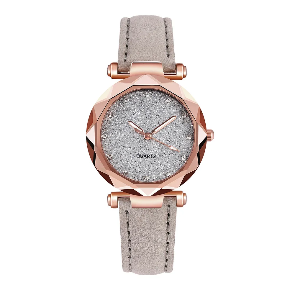 Женские корейские стразы из розового золота кварцевые часы женские роскошные часы с ремешком Stardust часы reloj mujer relogio feminino - Цвет: Gray