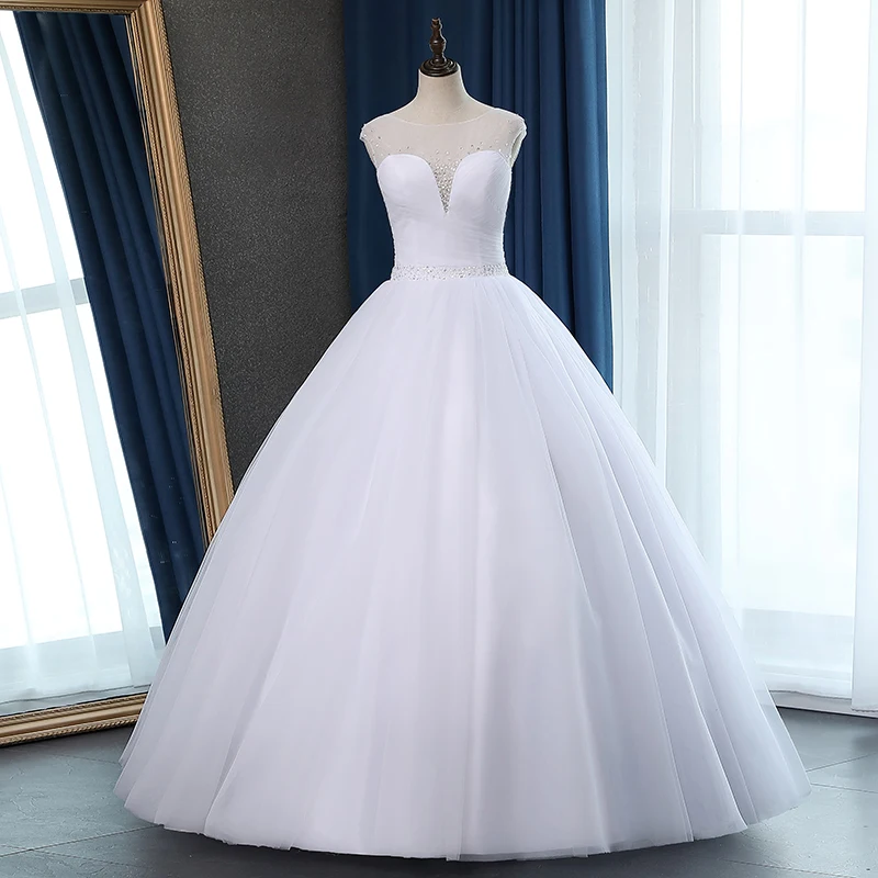 Fansmile/Тюлевое винтажное бальное платье Vestidos de Novia, свадебное платье с бисером, Качественное кружевное свадебное платье принцессы, FSM-054F