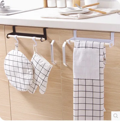 

Simple Single Towel Rack Kitchen Cabinet Door Back Type Rag Rack Japanese Style Hole Punched Towel Bar Towel Rod