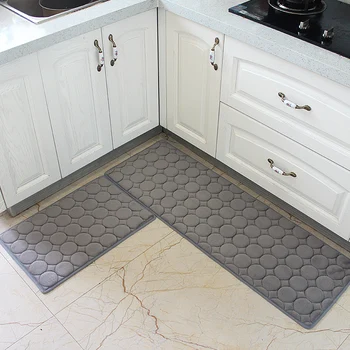 

Solid Coral Velvet Kitchen Mat Anti-Slip Bathroom Carpet Absorb Water Kitchen Rug Home Entrance/Hallway Doormat Soft Balcony Rug